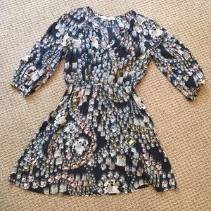 Jewel-printed silk dress